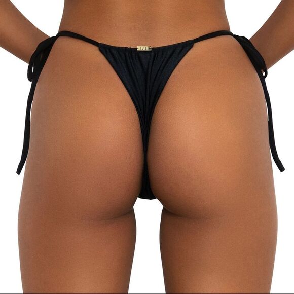 FAE Swim BIRDIE Tie Side Bikini Bottom - NERO - Minimal Coverage - Sustainable - Picture 3 of 11
